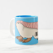 ピンクの妖精アルマジロ漫画イラストレーション ツートーンマグカップ (正面左)