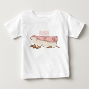 ピンクの妖精アルマジロ漫画イラストレーション ベビーTシャツ