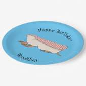 ピンクの妖精アルマジロ漫画イラストレーション ペーパープレート (アングル)