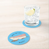 ピンクの妖精アルマジロ漫画イラストレーション ラウンドペーパーコースター (インサイチュ)