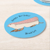 ピンクの妖精アルマジロ漫画イラストレーション ラウンドペーパーコースター (アングル)