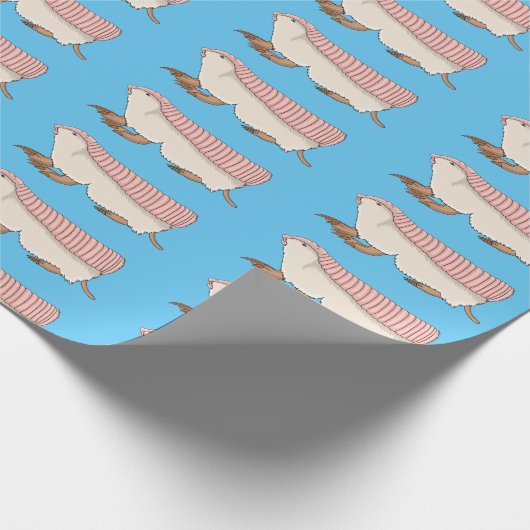 ピンクの妖精アルマジロ漫画イラストレーション ラッピングペーパー (角)