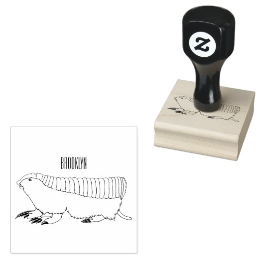 ピンクの妖精アルマジロ漫画イラストレーション ラバースタンプ (押印)