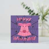 ピンクの妖精ゴースト ハッピー ハロウィン デジタルアート カード (スタンド正面)
