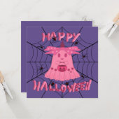 ピンクの妖精ゴースト ハッピー ハロウィン デジタルアート カード (正面/裏面インサイチュ)