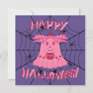 ピンクの妖精ゴースト ハッピー ハロウィン デジタルアート カード