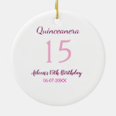 ピンクの妖精15歳の誕生日シンプルの母キンセアニェラ セラミックオーナメント (裏面)