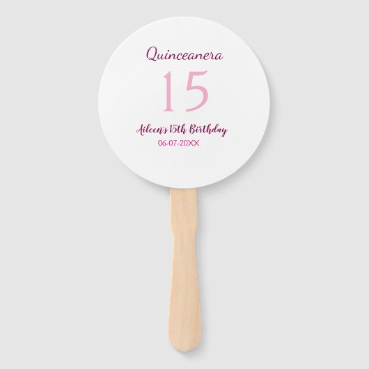 ピンクの妖精15歳の誕生日シンプルの母キンセアニェラ ハンドファン (正面)