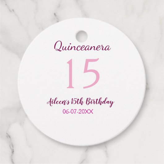 ピンクの妖精15歳の誕生日シンプルの母キンセアニェラ フェイバータグ (正面)