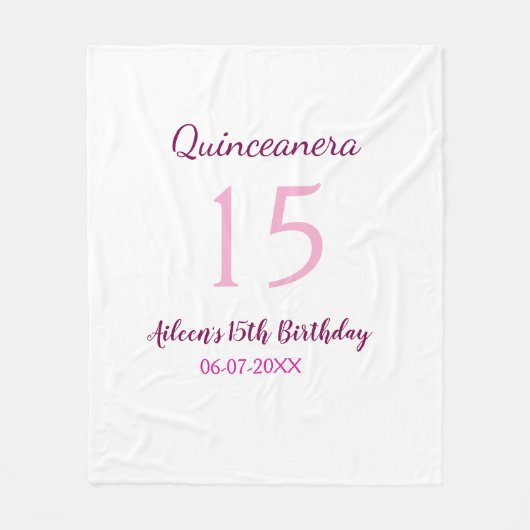 ピンクの妖精15歳の誕生日シンプルの母キンセアニェラ フリースブランケット (正面)