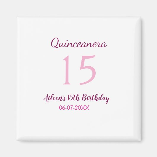 ピンクの妖精15歳の誕生日シンプルの母キンセアニェラ マグネット (正面)