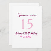 ピンクの妖精15歳の誕生日シンプルの母キンセアニェラ 招待状 (正面/裏面)
