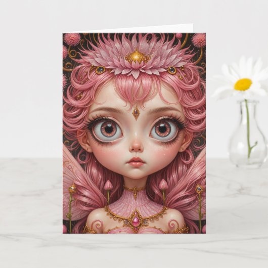 ピンクの妖精 カード (小さな植物)
