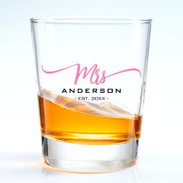 ピンクの妻の花嫁結婚の記念日 ショットグラス