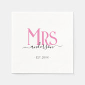 ピンクの妻の花嫁結婚夫人のブライダルシャワー スタンダードカクテルナプキン (正面)