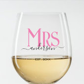 ピンクの妻の花嫁結婚夫人の記念日 ステムなしワイングラス