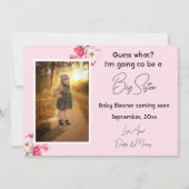 ピンクの姉の妊娠の写真のお知らせ 案内状 (正面)