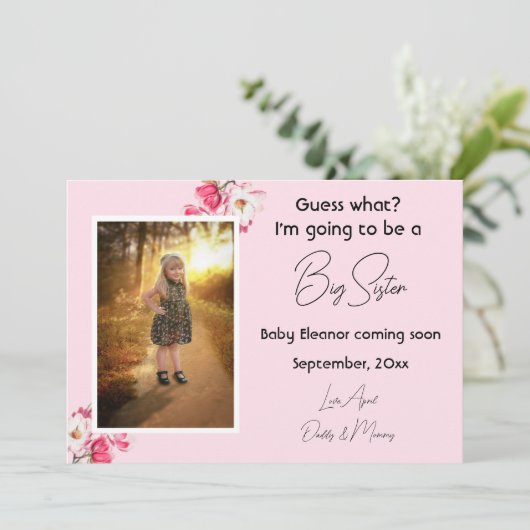 ピンクの姉の妊娠の写真のお知らせ 案内状 (スタンド正面)