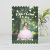 ピンクの子供の写真付き誕生日パーティー招待状 招待状 (スタンド正面)