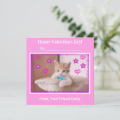  ピンクの子供用ファンキーキッテン教室バレンタイン シーズンカード (スタンド正面)