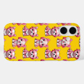 ピンクの子犬のパターンデザイン – 黄色 Case-Mate iPhoneケース (裏面 (横))