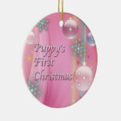 ピンクの子犬の初めてのクリスマス 犬のツリー オーナメント (右)