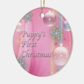 ピンクの子犬の初めてのクリスマス 犬のツリー オーナメント (左)