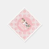 ピンクの子犬の誕生日パーティーのナプキンスポープリント スタンダードカクテルナプキン (角)