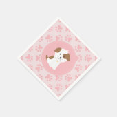 ピンクの子犬の誕生日パーティーのナプキンスポープリント スタンダードカクテルナプキン (角)