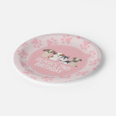 ピンクの子犬の誕生日パーティーのプレートのポープリント ペーパープレート (アングル)