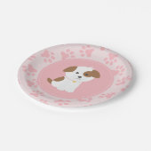 ピンクの子犬の誕生日パーティーのプレートのポープリント ペーパープレート (アングル)