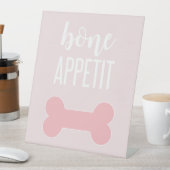 ピンクの子犬の誕生日パーティーサイン「Bone Appetite」 台座サイン (インサイチュ)