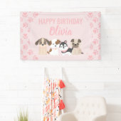 ピンクの子犬の誕生日パーティーバナー 横断幕 (インサイチュ)