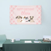 ピンクの子犬の誕生日パーティーバナー 横断幕 (トレードショー)