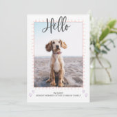 ピンクの子犬の養子縁組の告知フォトカード 招待状 (スタンド正面)