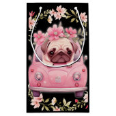 ピンクの子犬抱き枕 スモールペーパーバッグ (裏面)