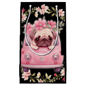 ピンクの子犬抱き枕 スモールペーパーバッグ (正面)