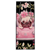 ピンクの子犬抱き枕 ワインギフトバッグ (裏面)