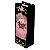 ピンクの子犬抱き枕 ワインギフトバッグ (正面アングル)