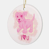 ピンクの子犬 セラミックオーナメント (左)