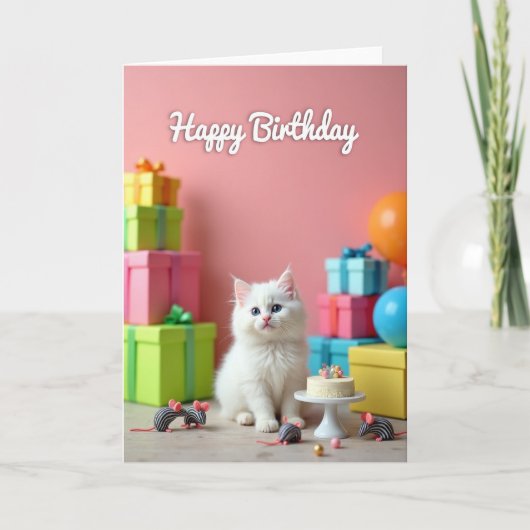 ピンクの子猫のお祝いカード カード (正面)