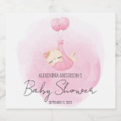 ピンクの子猫の水の色ベビーガールシャワー スパークリングワインラベル (シングルラベル)