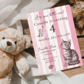 ピンクの子猫の誕生日をおしゃれに演出 ヴィンテージ風キティちゃん誕生日 招待状