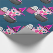 ピンクの子猫ハロウィーンの漫画 ラッピングペーパー (角)