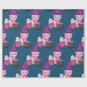 ピンクの子猫ハロウィーンの漫画 ラッピングペーパー (フラット)