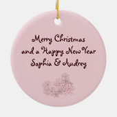 ピンクの子猫バニー動物の友人キッズクリスマス セラミックオーナメント (裏面)