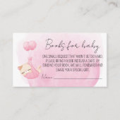 ピンクの子猫ブックリクエストのためのベビーガールシャワー エンクロージャーカード (正面)
