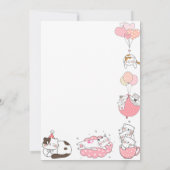 ピンクの子猫ベビーガールの誕生日 招待状 (裏面)