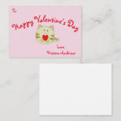 ピンクの子猫ラブバレンタインデーの名刺サイズ ノートカード (正面/裏面)