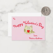 ピンクの子猫ラブバレンタインデーの名刺サイズ ノートカード (正面/裏面インサイチュ)